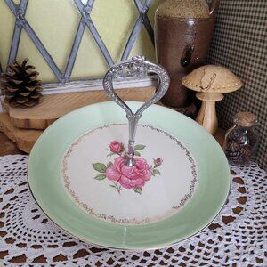 Vintage Floral Serving Tray with Handle